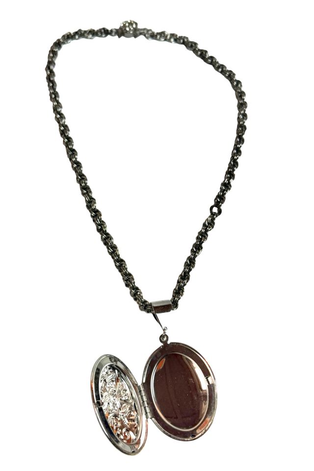 Vintage Silver Floral Repoussé Locket Necklace Selected By Ankh By Racquel #1