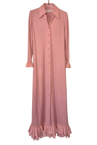 Vintage Long Pink Gown With Ruffles Selected By Ankh By Racquel