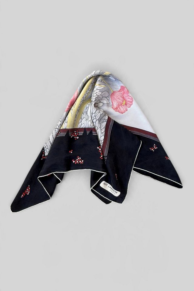 Vintage Guy Laroche Paris Tulip Print Silk Scarf Selected by MARMALADE #2