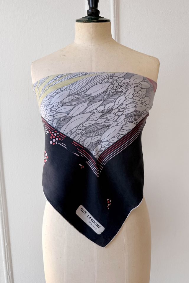 Vintage Guy Laroche Paris Tulip Print Silk Scarf Selected by MARMALADE #3