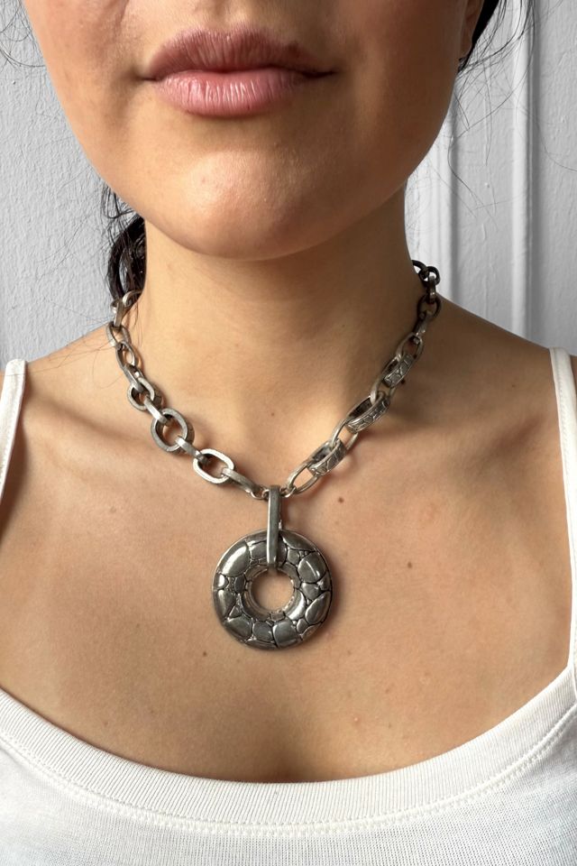 Vintage 90s Heavy Chain Textured Metal Statement Necklace Selected by MARMALADE #1