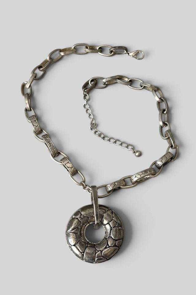 Vintage 90s Heavy Chain Textured Metal Statement Necklace Selected by MARMALADE #2