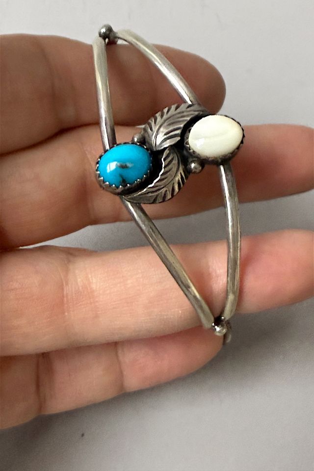 Vintage Sterling Silver Two-Stone Cuff Bracelet Selected by MARMALADE #1