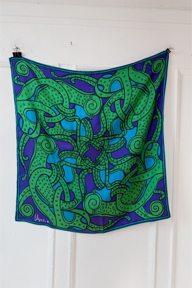 60s Psychedelic Squid Print Vera Silk Scarf Selected by MARMALADE #1