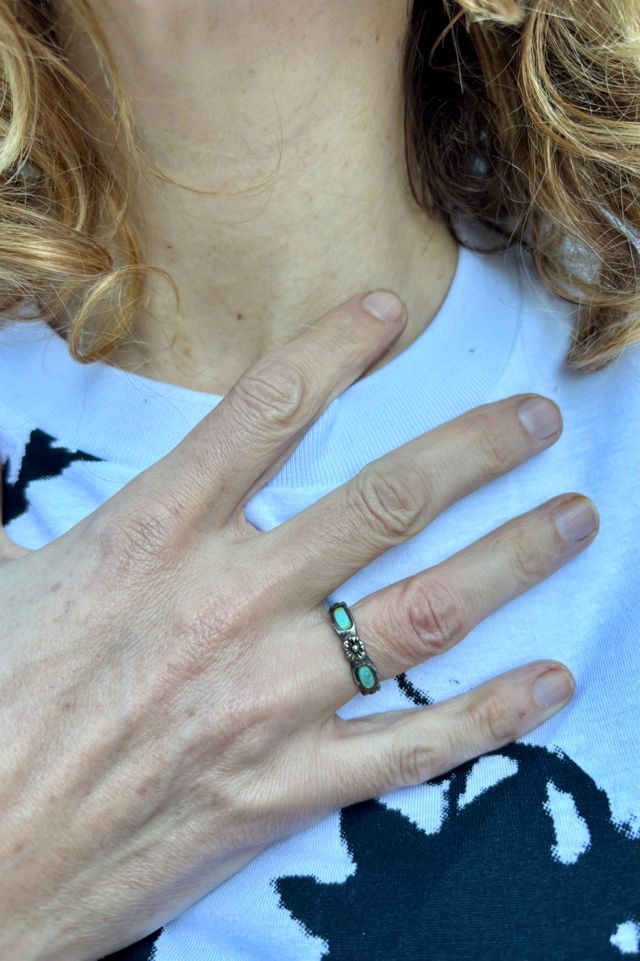 Art Deco Turquoise & Silver Ring Selected by Nomad Vintage #1