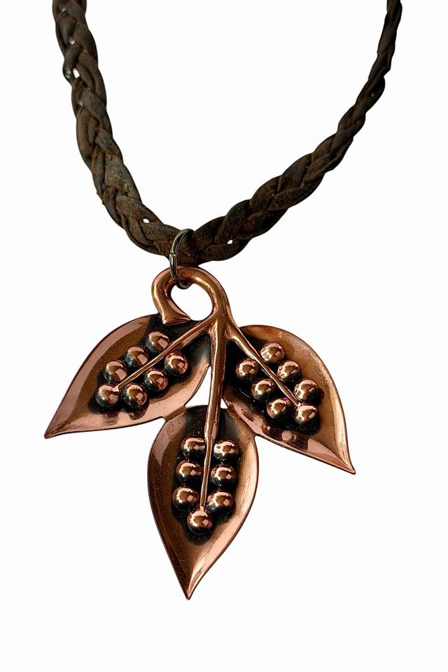 Vintage Leather Necklace With Copper Pendant Selected By Ankh By Racquel #1