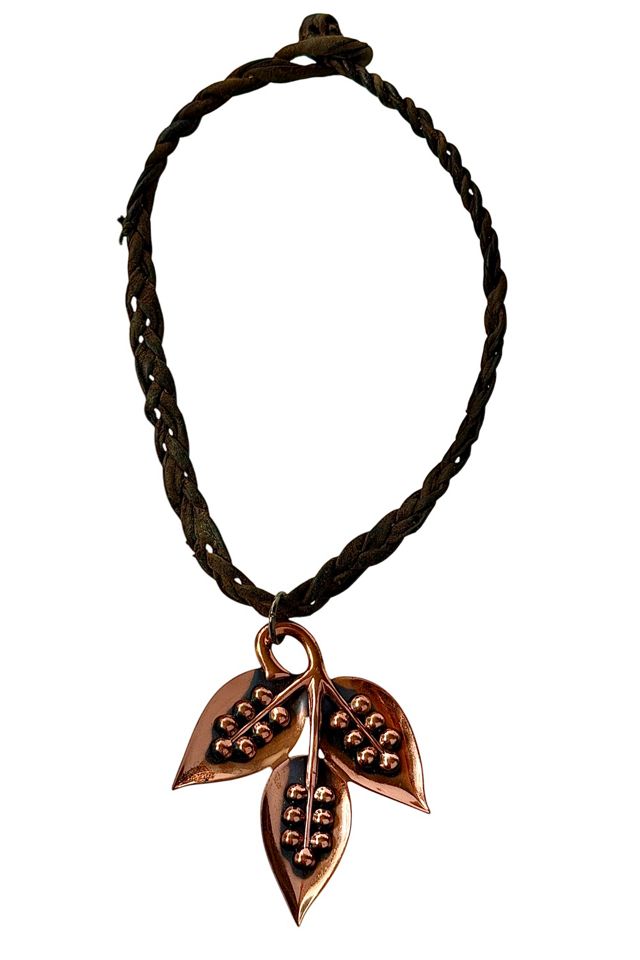 Vintage Leather Necklace With Copper Pendant Selected By Ankh By Racquel #2