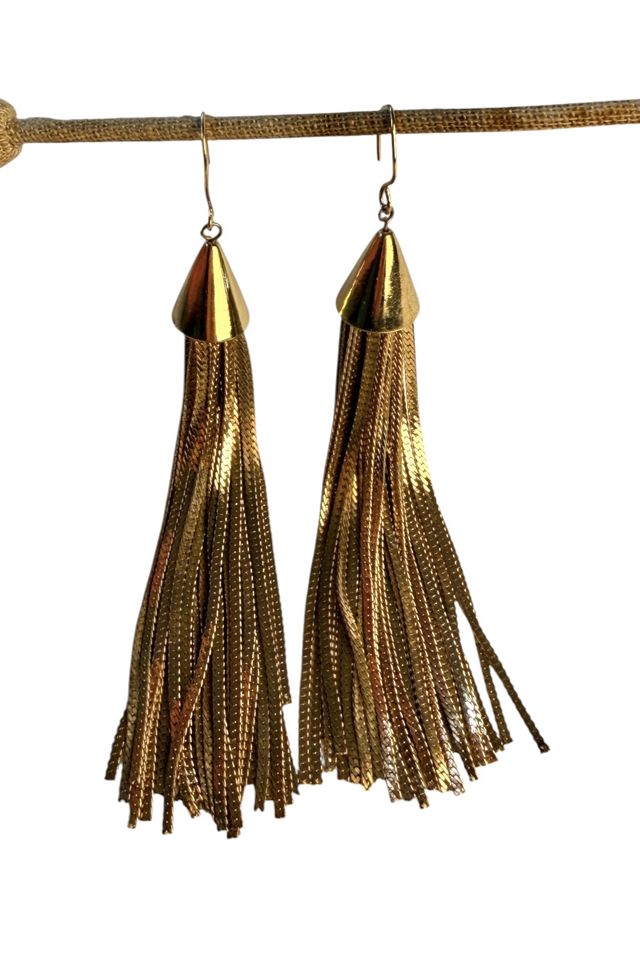 Vintage Gold Chain Tassel Earrings Selected By Ankh By Racquel #1