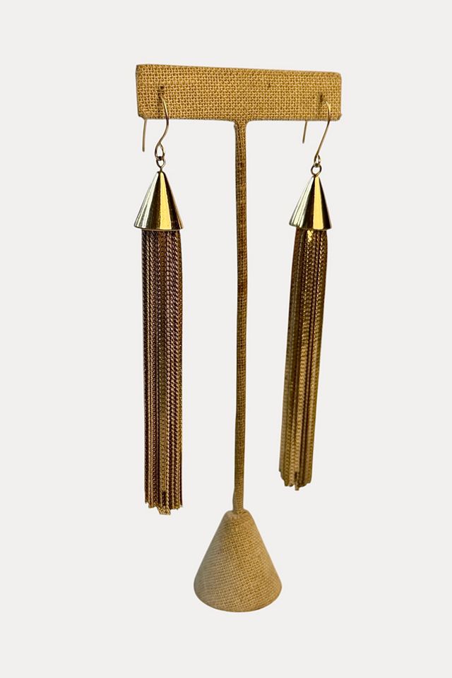 Vintage Gold Chain Tassel Earrings Selected By Ankh By Racquel #2