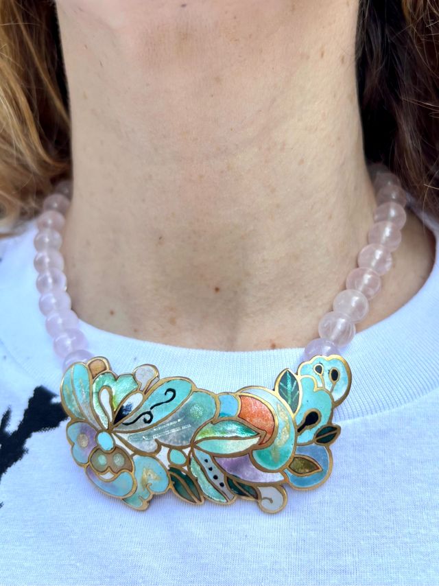 1980’s Champlevé Enamel Necklace Selected by Nomad Vintage #1