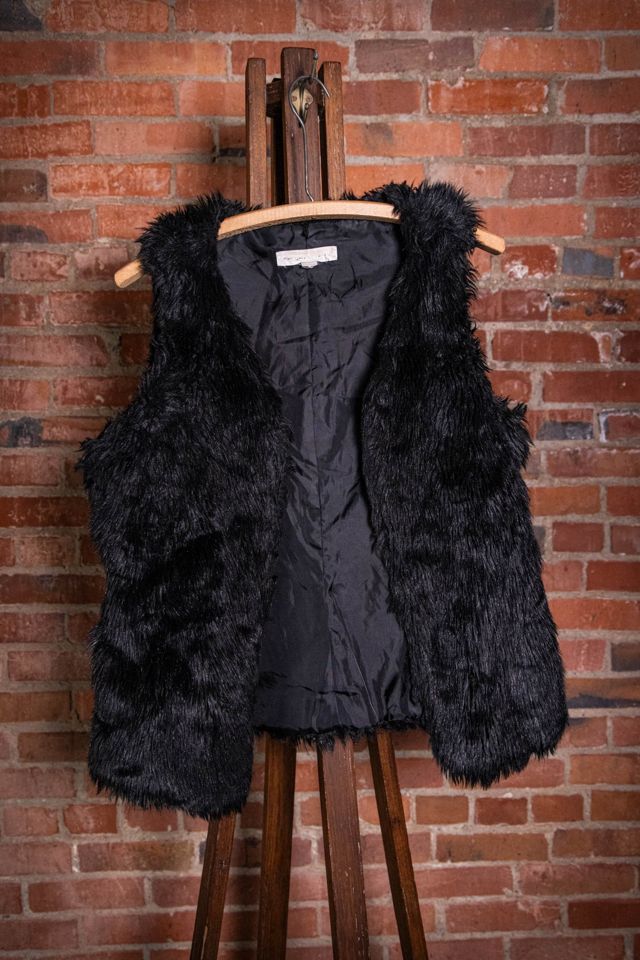 Vintage Black Faux Fur Vest Selected by Black Shag Vintage #1
