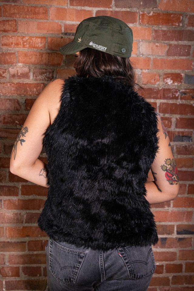 Vintage Black Faux Fur Vest Selected by Black Shag Vintage #2