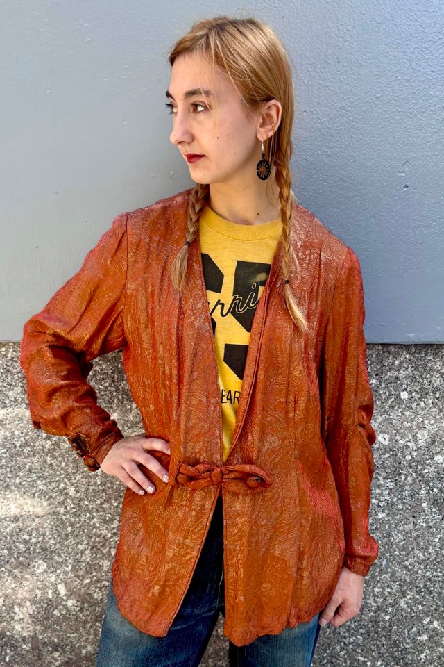 1930’s Orange & Gold Filigree Silk Jacket Selected by Nomad Vintage #1