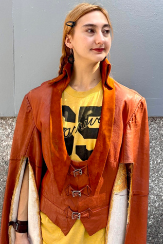 Vintage Rust Statement Leather Jacket Selected by Nomad Vintage