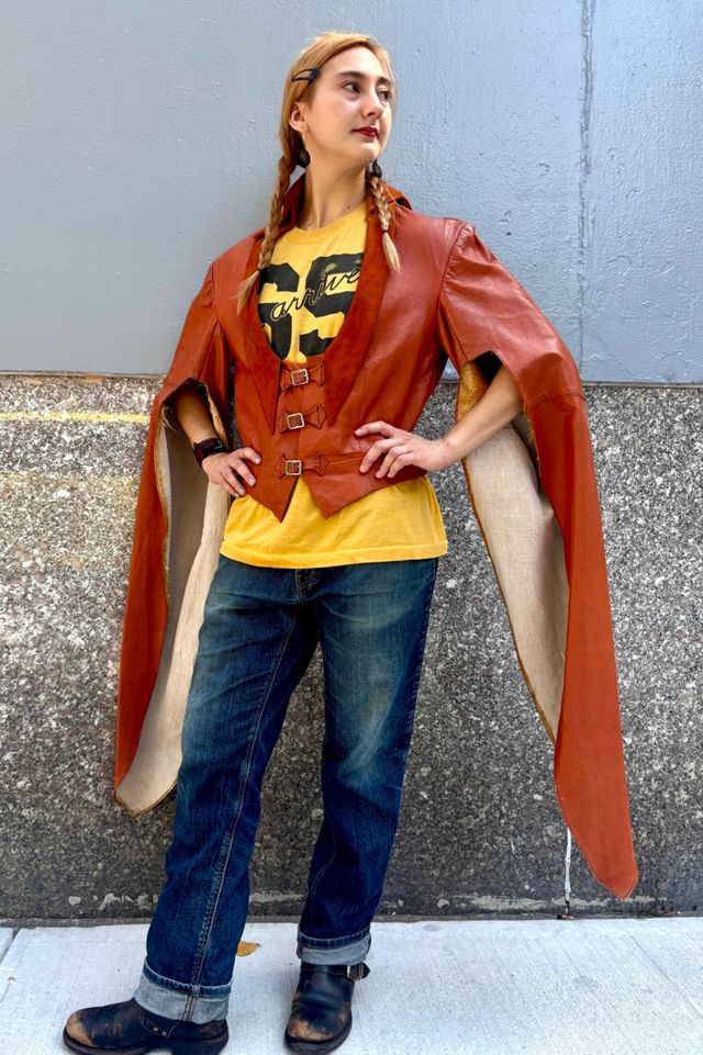 Vintage Rust Statement Leather Jacket Selected by Nomad Vintage #3