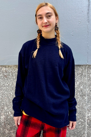 Mid-Century Navy Wool Sweater Selected by Nomad Vintage