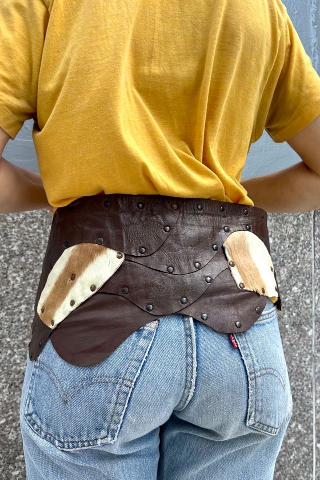 Vintage 1980’s Artisan Leather Studded Patchwork Belt Selected by Nomad Vintage #1