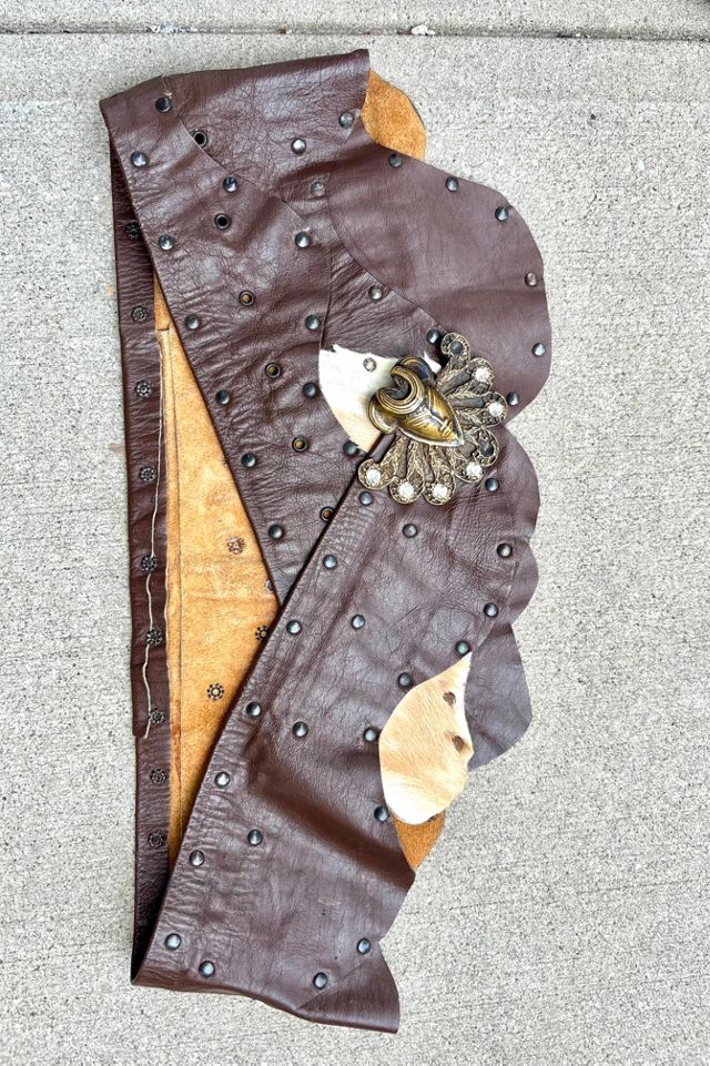 Vintage 1980’s Artisan Leather Studded Patchwork Belt Selected by Nomad Vintage #2