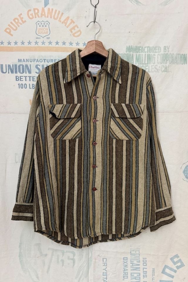 GOOD DAYS 1970s Striped Shirt Jacket #1