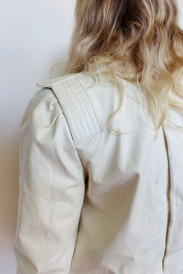Vintage White Leather 80’s Jacket Selected by Atlantic Vintage #2