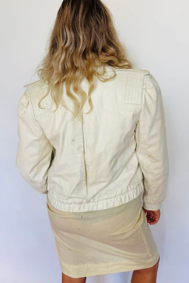 Vintage White Leather 80’s Jacket Selected by Atlantic Vintage #3