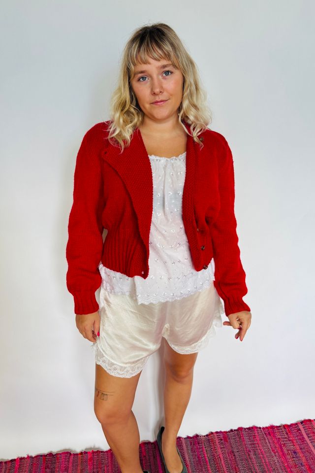 Vintage Red Double Breasted Handknit Sweater Selected by Atlantic Vintage #3