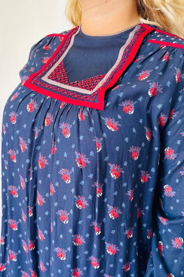 Vintage 70’s Smock Dress with Beaded Neck Detail Selected by Atlantic Vintage #1