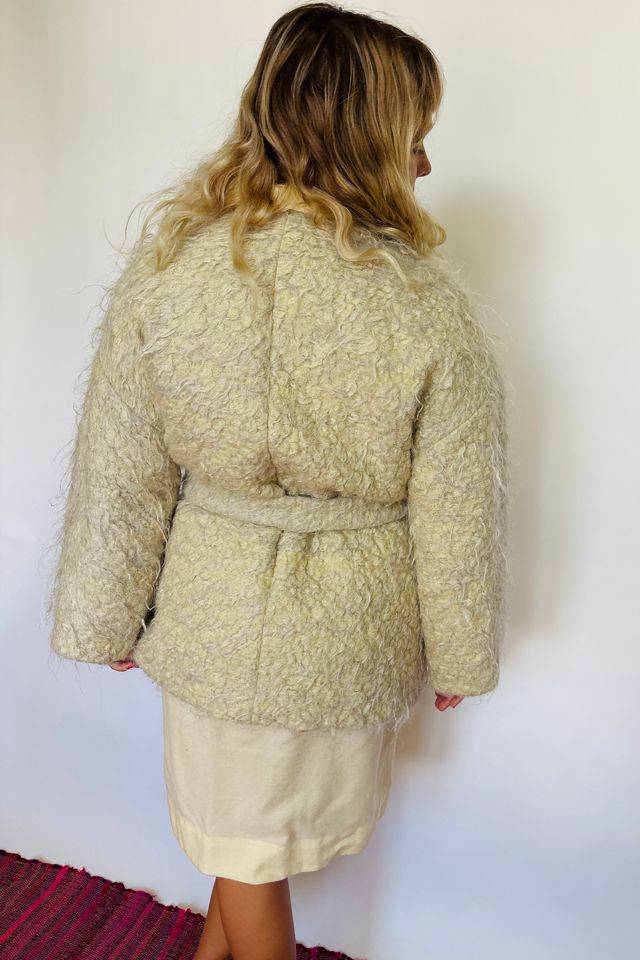 Vintage Winter White Wooly Shag Belted Coat Selected by Atlantic Vintage #1