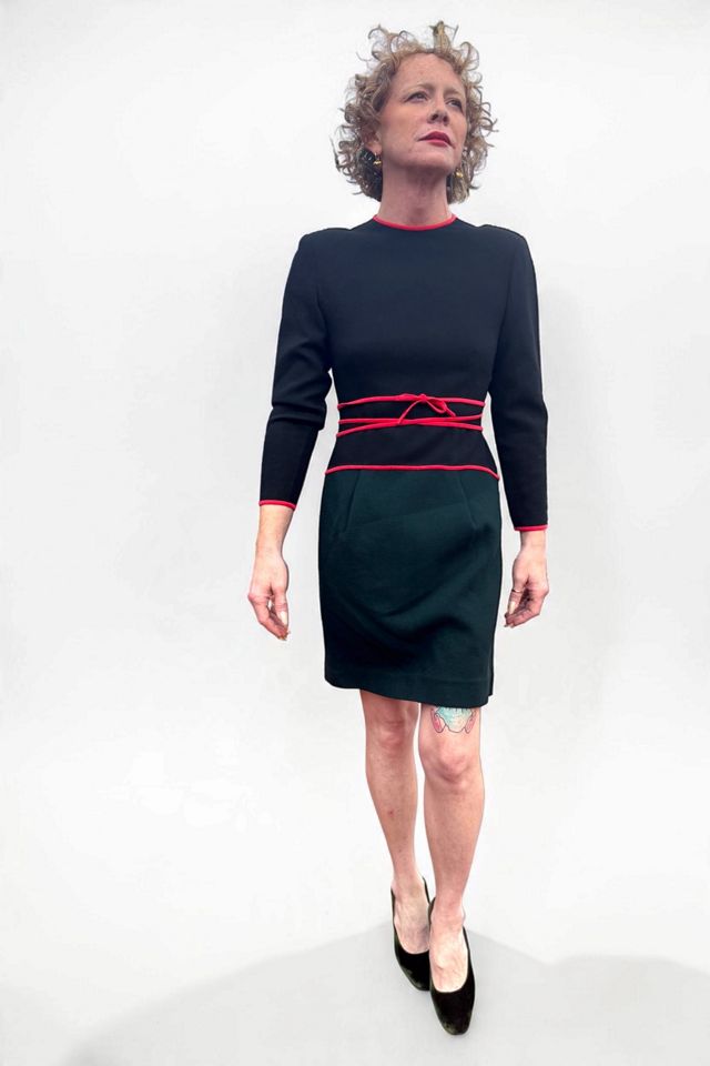 1990s Geoffrey Beene Colorblocked Wool Crepe Mini Dress Selected by Personal Choice #1