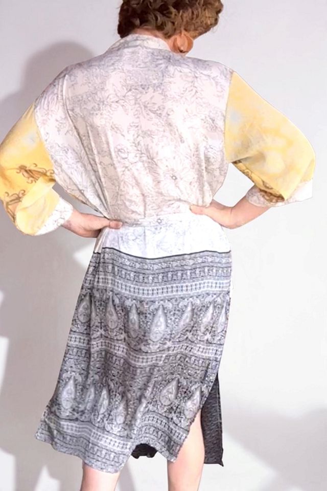 Pattern Blocked Silk Patchwork Kimono Duster Selected by Personal Choice #1