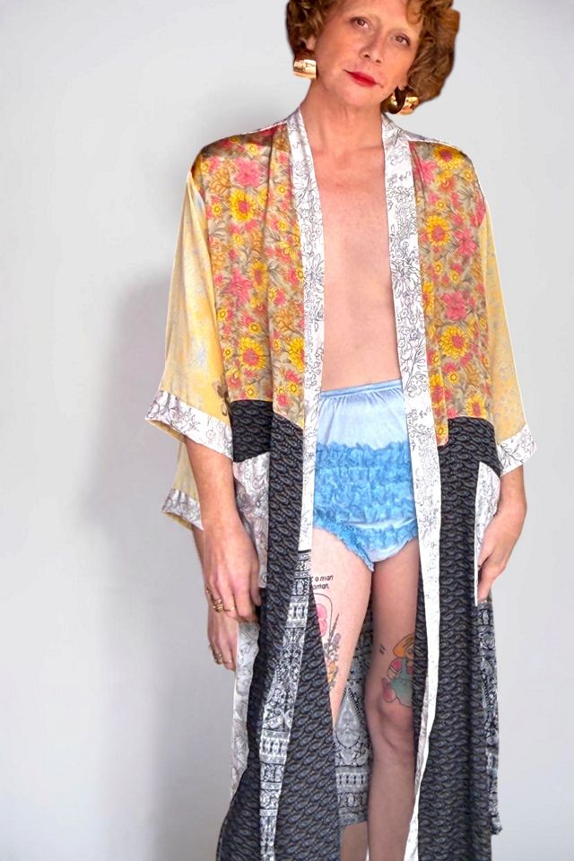 Pattern Blocked Silk Patchwork Kimono Duster Selected by Personal Choice #2
