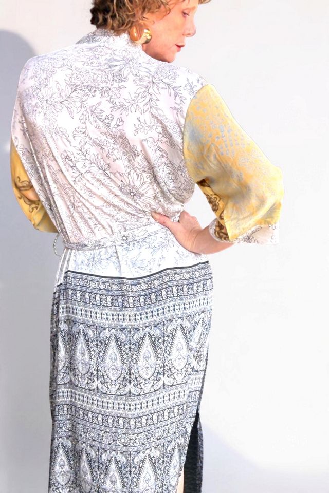 Pattern Blocked Silk Patchwork Kimono Duster Selected by Personal Choice #3