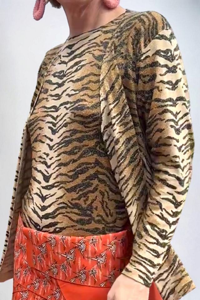 1990s Caché Tiger Striped Lamé Twin Set Selected by Personal Choice #2