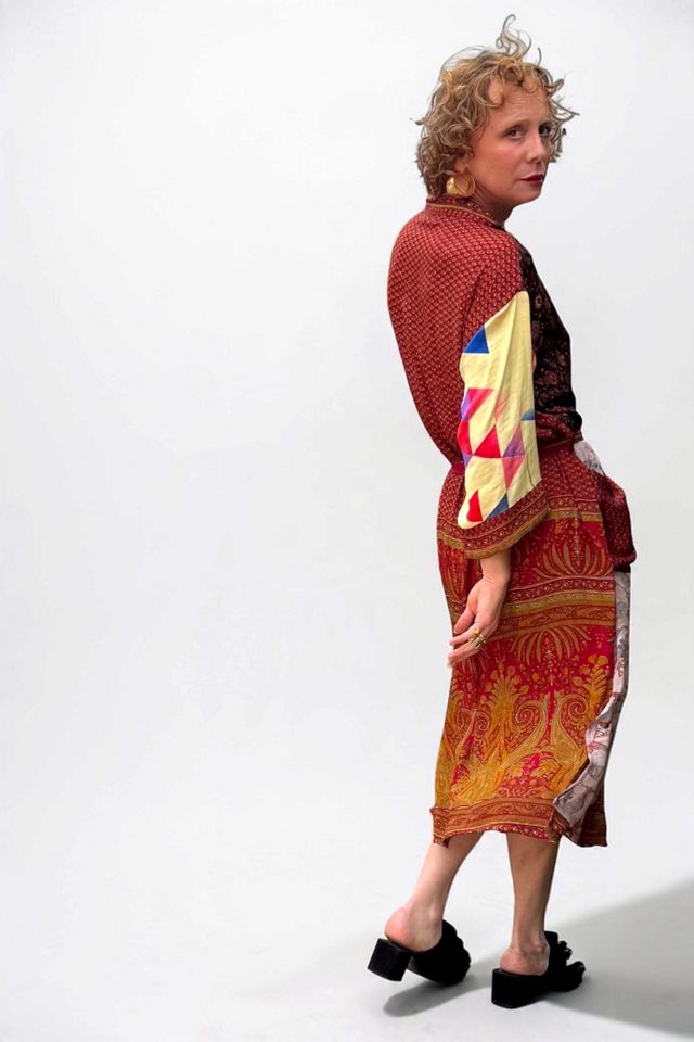 Contrast Patchwork Silk Kimono Duster Selected by Personal Choice #1
