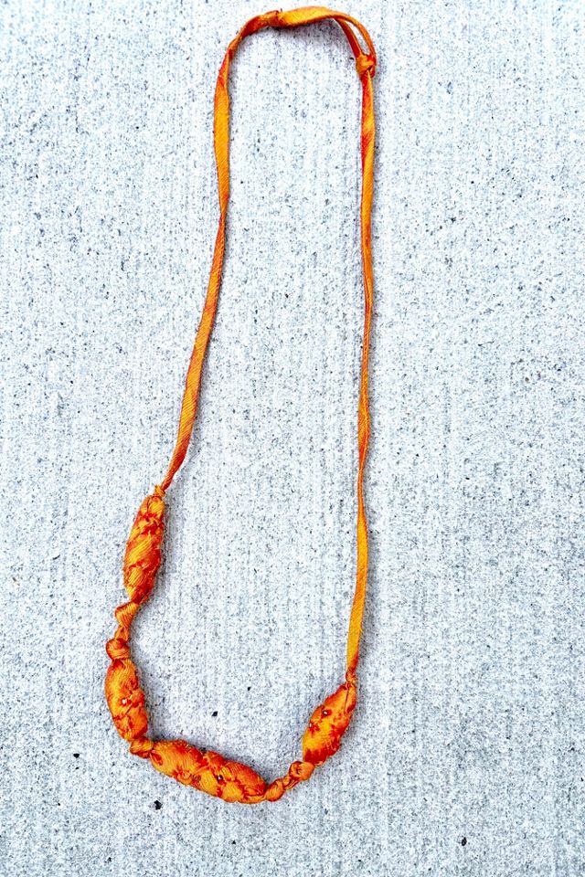 Handmade Silk Fabric Art-to-Wear Saffron Necklace Selected by Nomad Vintage #1