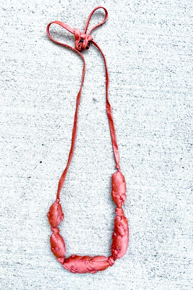 Handmade Silk Fabric Art-to-Wear Dusty Rose Necklace Selected by Nomad Vintage #1