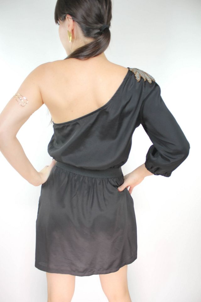 Y2K Sequin Beaded One-Shoulder Black Midi Dress Selected By Moons + Junes Vintage #2
