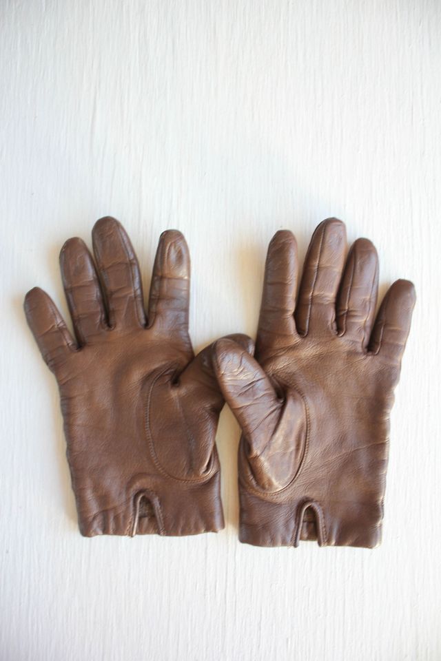 Vintage Soft Brown Leather Lined Gloves Selected By Moons + Junes Vintage #3