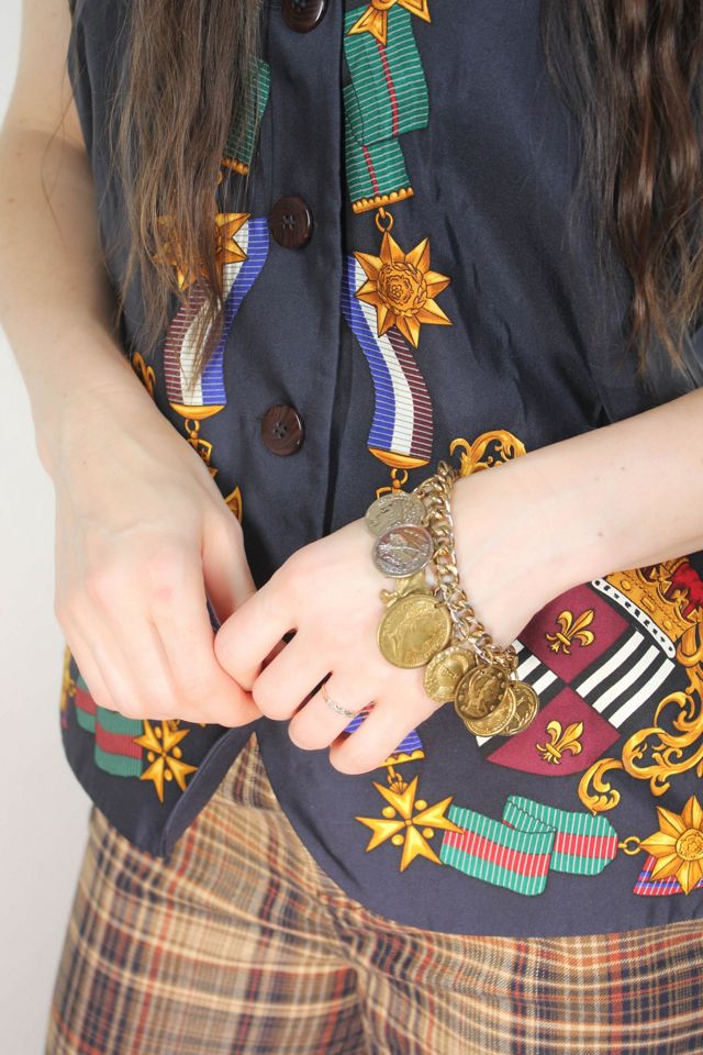 1950s French Coin Medallion Charm Bracelet Selected By Moons + Junes Vintage #1