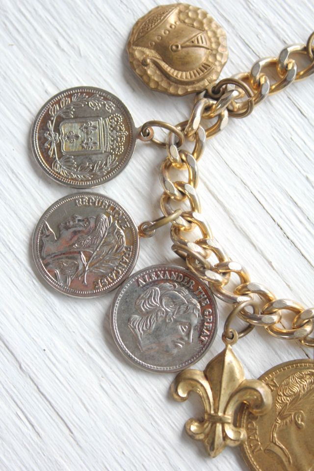 1950s French Coin Medallion Charm Bracelet Selected By Moons + Junes Vintage #2