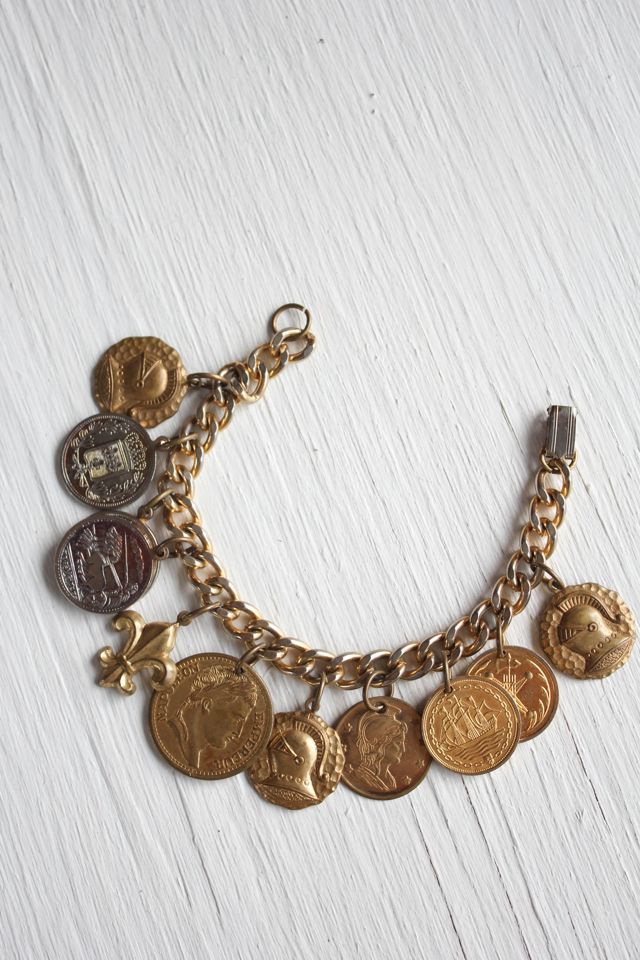 1950s French Coin Medallion Charm Bracelet Selected By Moons + Junes Vintage #3
