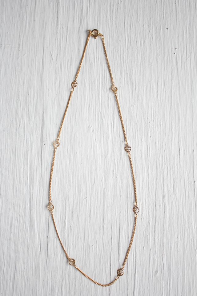 Vintage Gold Dainty Link Chain Collar Necklace Selected By Moons + Junes Vintage #1