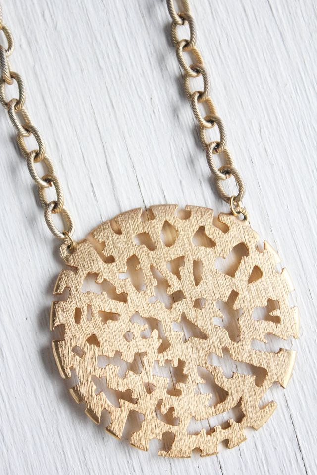 Vintage Gold-Tone Openwork Round Filigree Pendant Necklace Selected By Moons + Junes Vintage #2