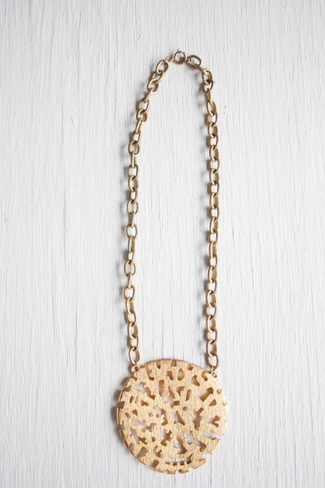 Vintage Gold-Tone Openwork Round Filigree Pendant Necklace Selected By Moons + Junes Vintage #3