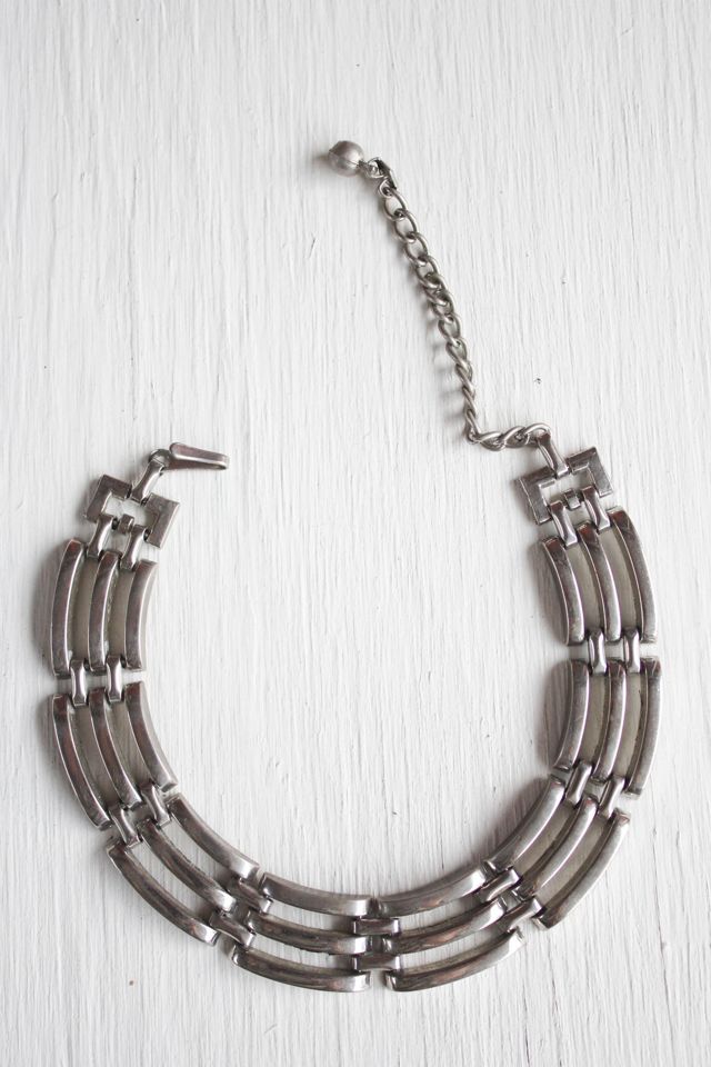 Vintage MCM Industrial Silver Link Choker Necklace Selected By Moons + Junes Vintage #1
