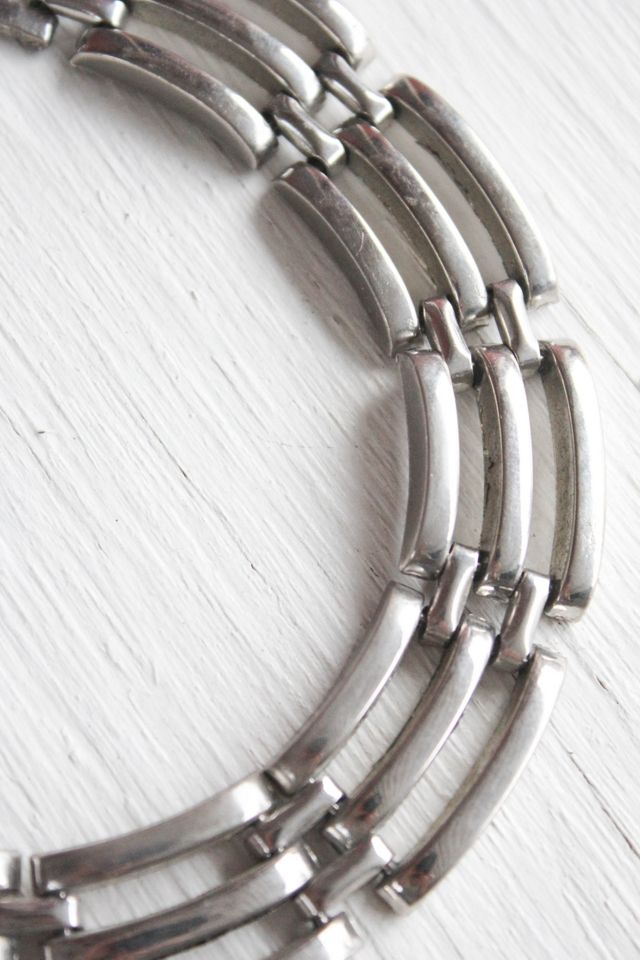 Vintage MCM Industrial Silver Link Choker Necklace Selected By Moons + Junes Vintage #2