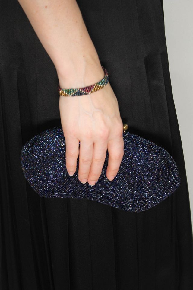 Vintage Iridescent Blue Belgium Beaded Evening Clutch Selected By Moons + Junes Vintage #2