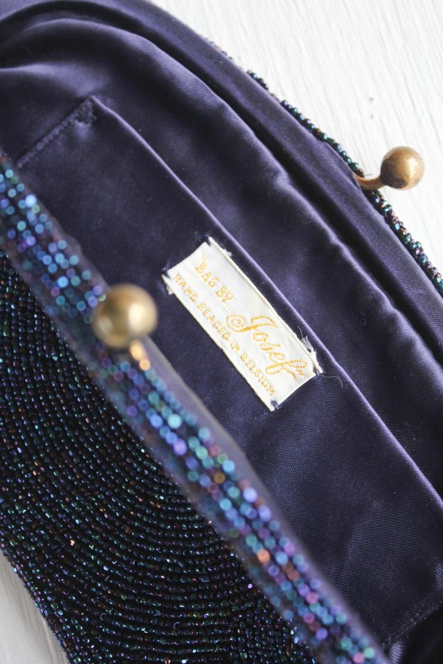 Vintage Iridescent Blue Belgium Beaded Evening Clutch Selected By Moons + Junes Vintage #3