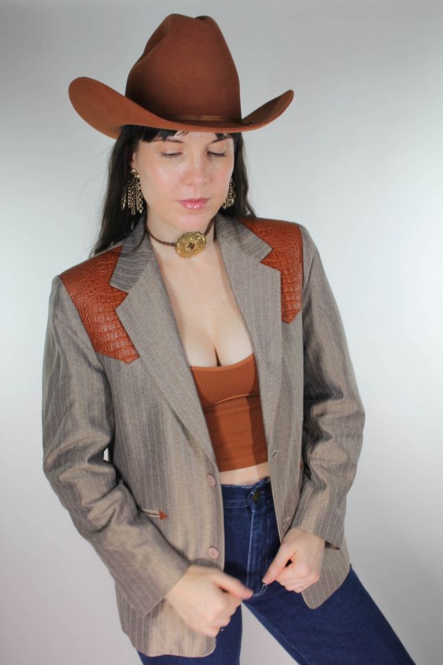 1980s Faux Croc Embossed Western Blazer Jacket Selected By Moons + Junes Vintage #1