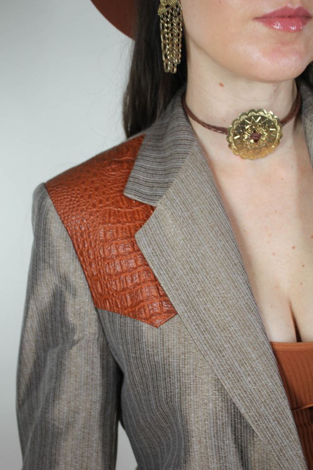 1980s Faux Croc Embossed Western Blazer Jacket Selected By Moons + Junes Vintage #3